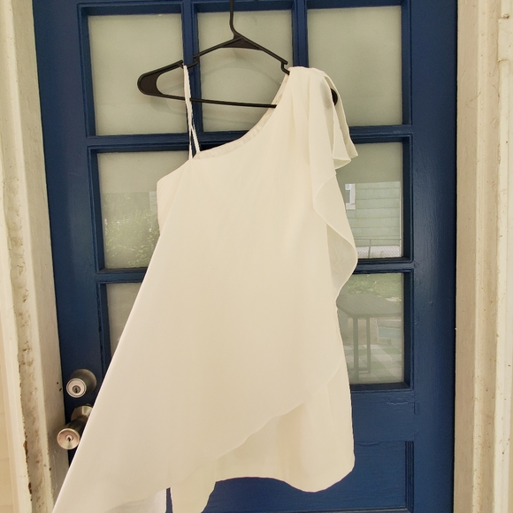 White One-Shoulder Cocktail Dress - Picture 3 of 8